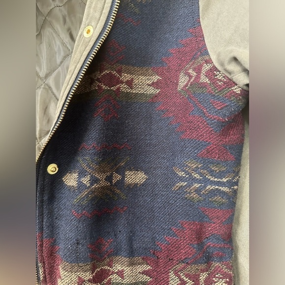 🚨 Coffeeshop Mixed Media Aztec Tribal Patterned Print Hooded Coat. Medium. - Picture 13 of 14
